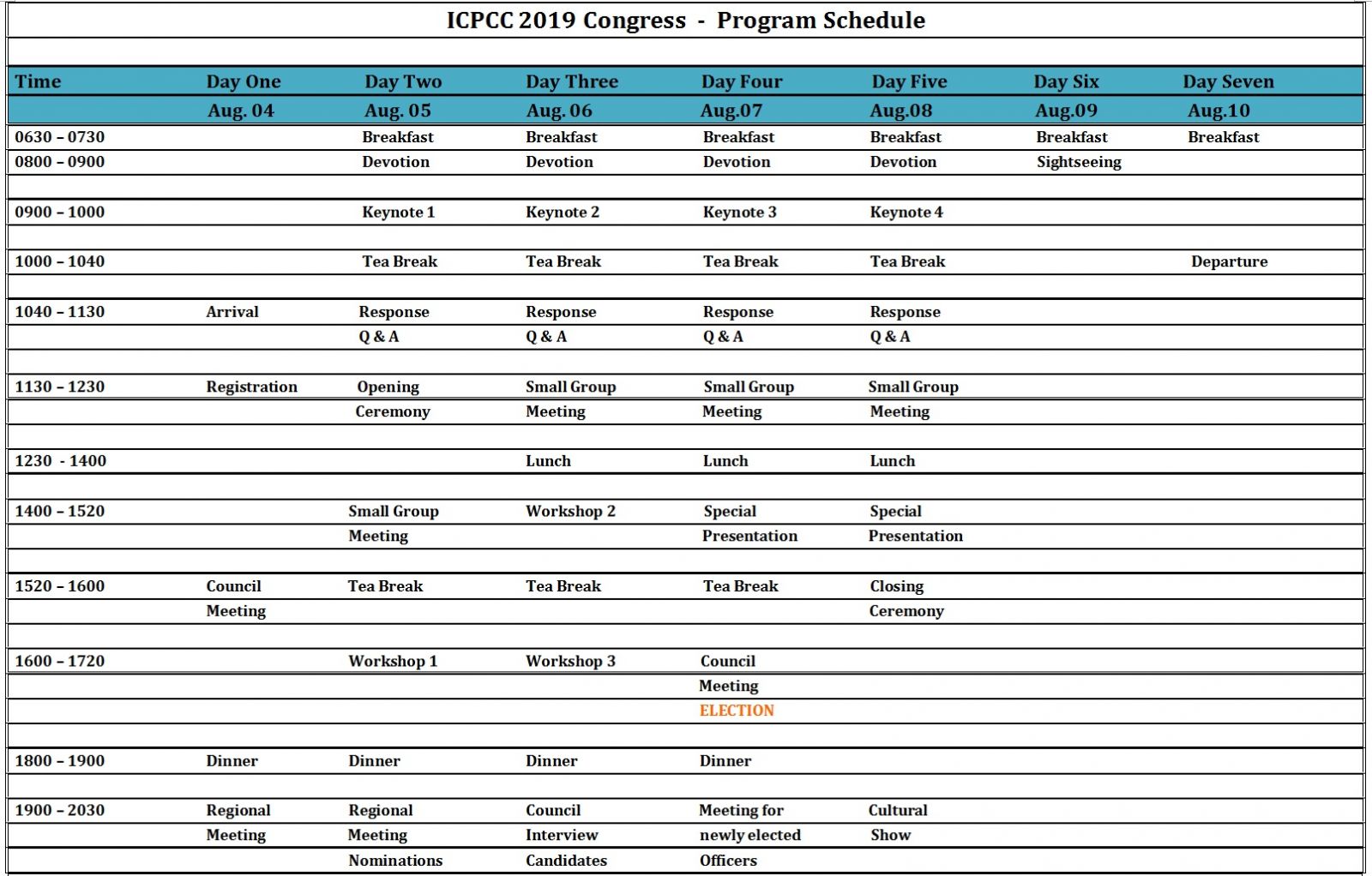 Schedule