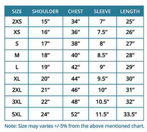 Chung Hwa Sizing Chart