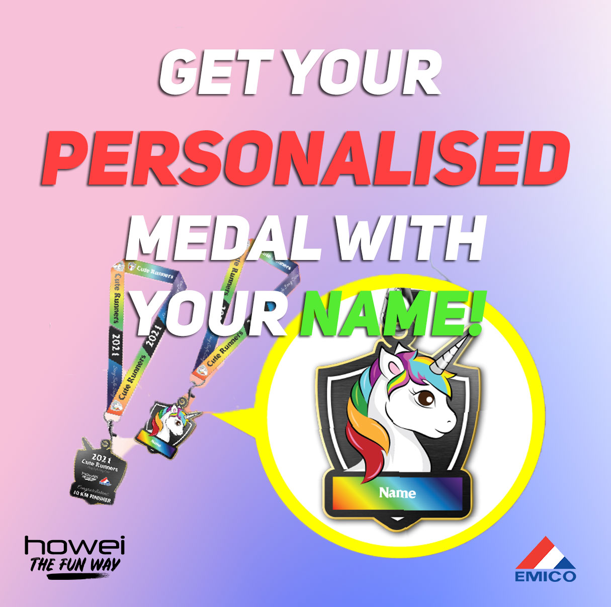 Cute Runner Personalised Medal