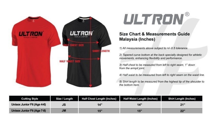 Run with Penyu - Sizing Chart (Junior)
