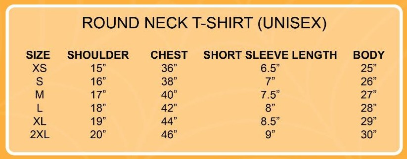 Halloween Neko Virtual Run 2020 Sizing Chart