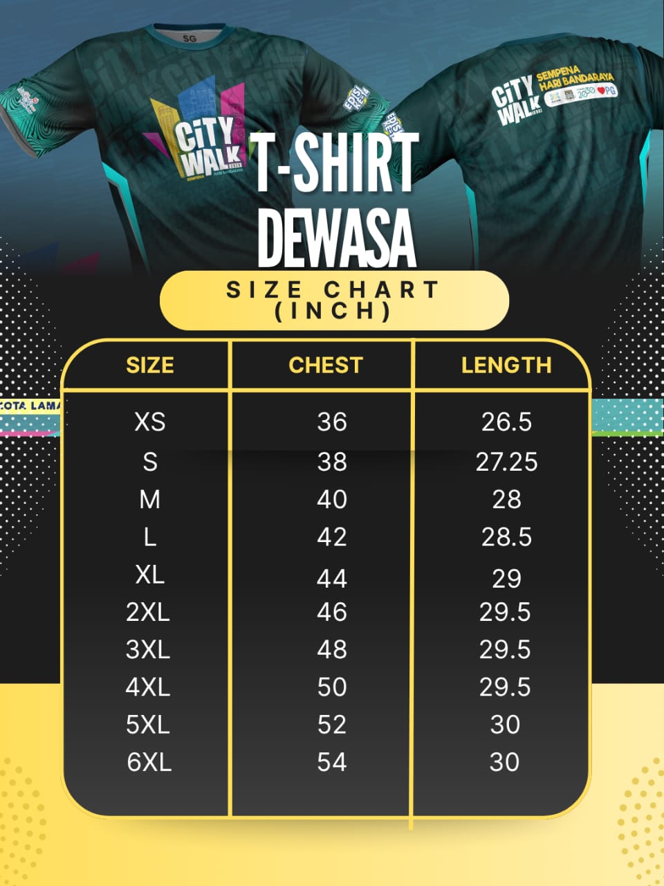 City Walk Size Chart