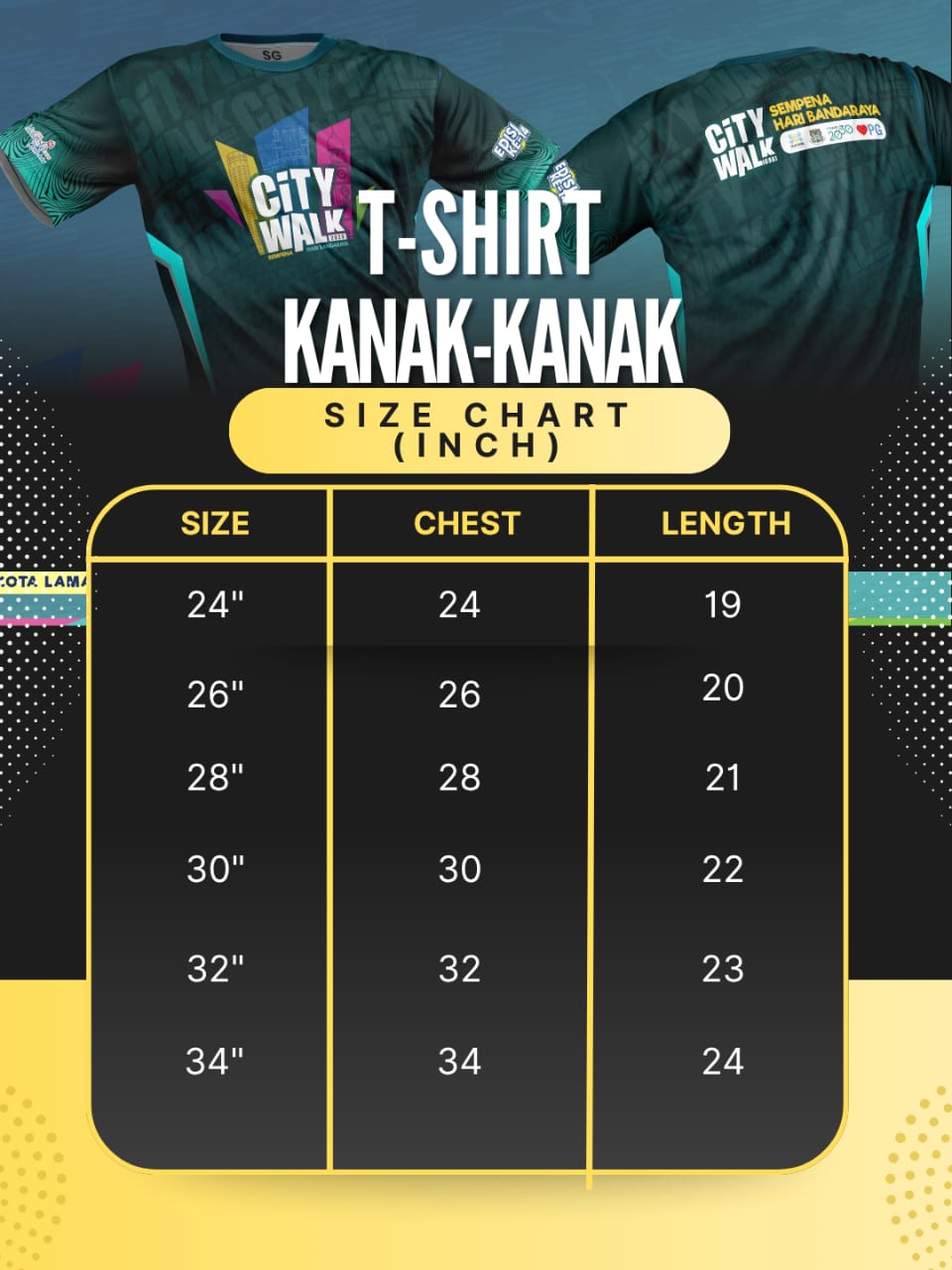 City Walk Kids Sizing Chart