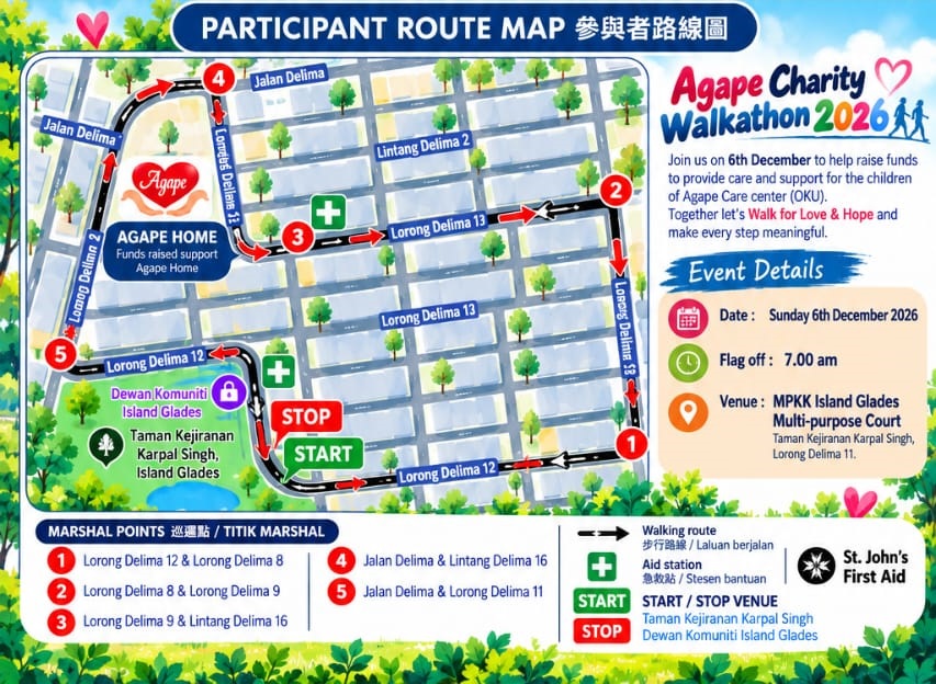agape charity walk route map