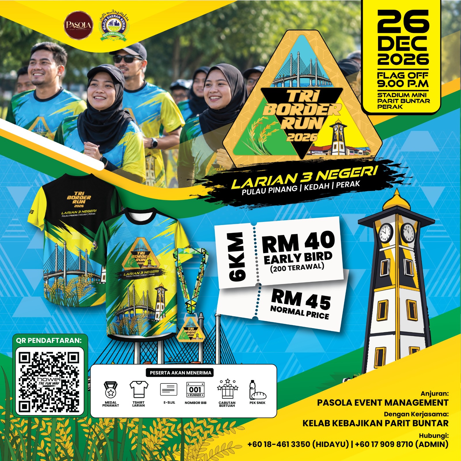 Tri Border Run walkers at Stadium Mini Parit Buntar