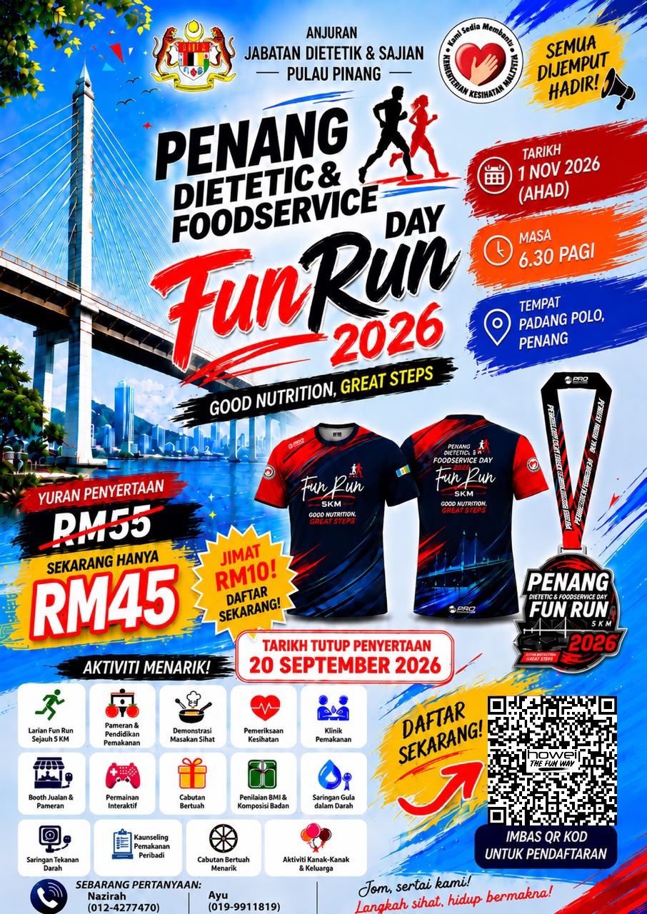 Penang Dietetic & Foodservice Day Fun Run 2026 participants at Padang Polo