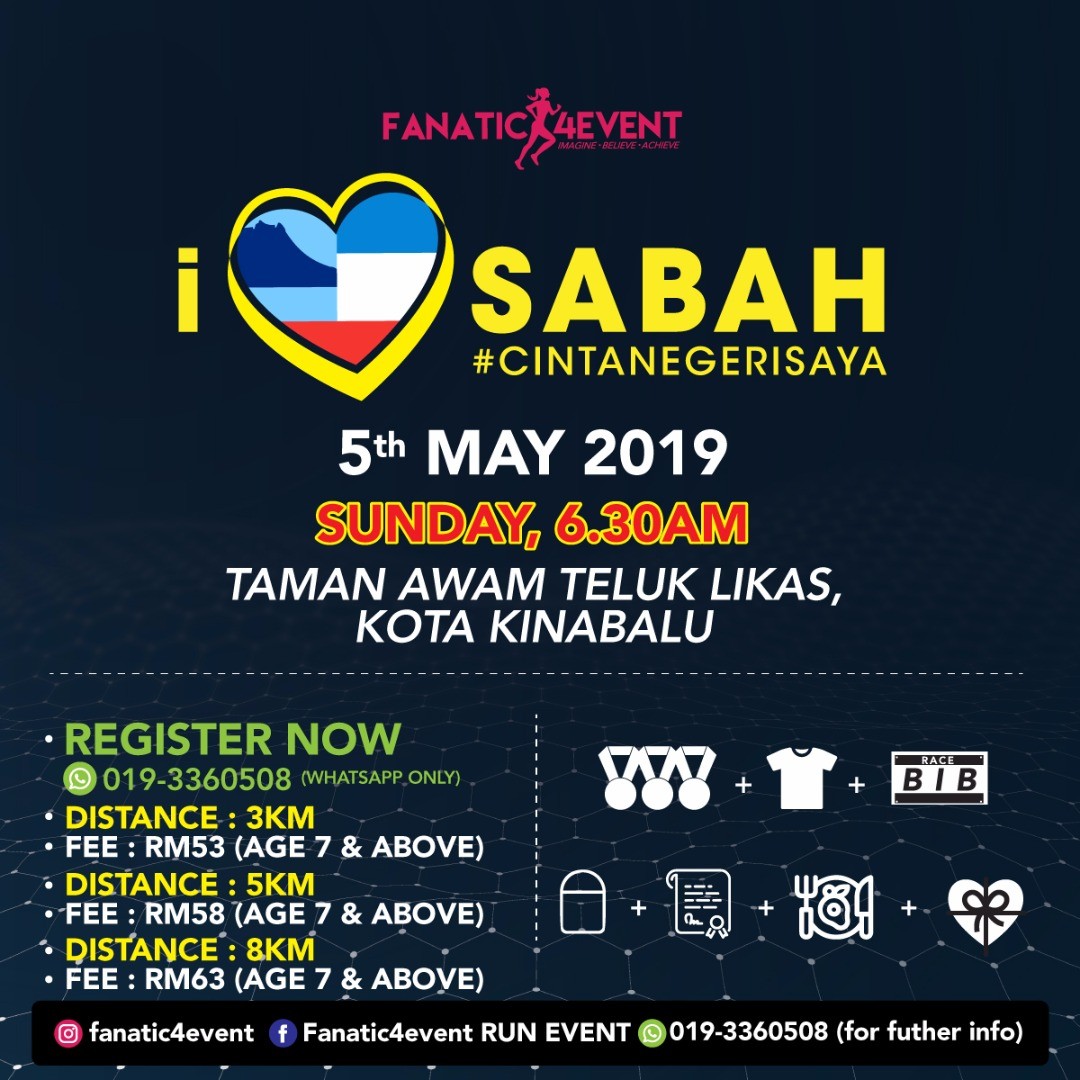 I Love Sabah Run 2019 - Taman Awam Teluk Likas, Kota Kinabalu Sabah banner
