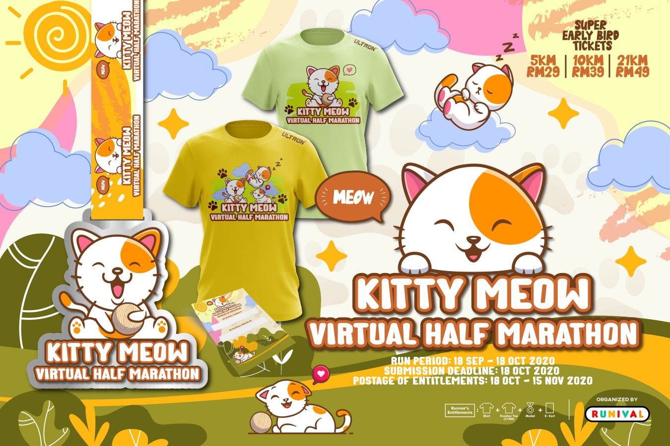 Kitty Meow Virtual Half Marathon banner