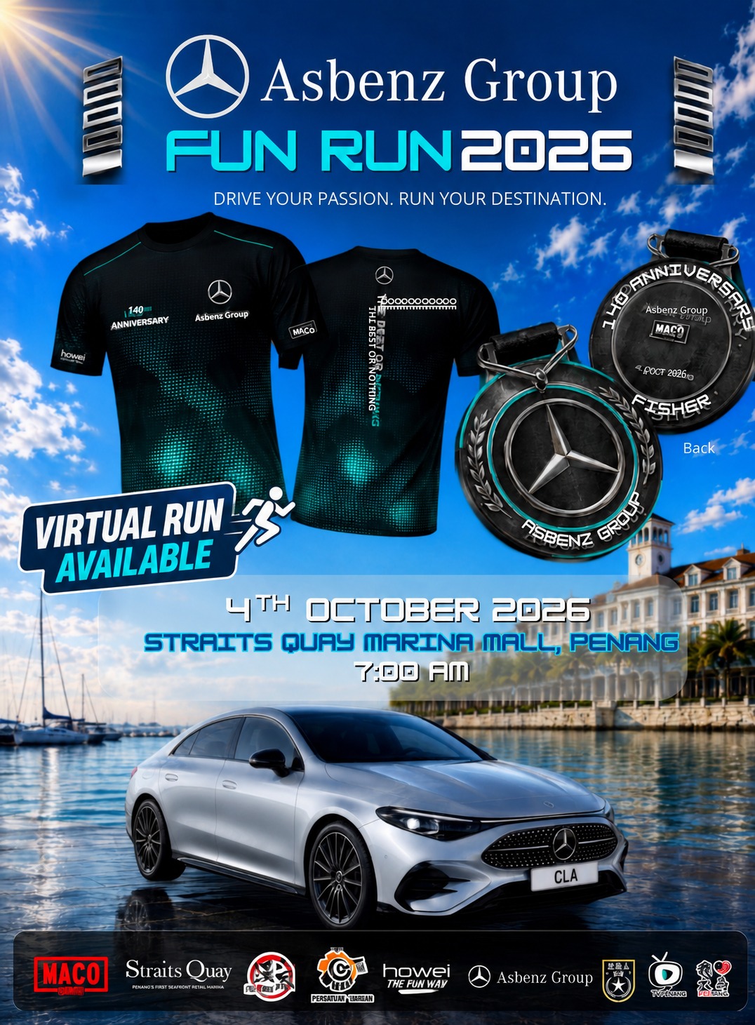 Benz Run 2026 | 140 Years of Innovation runners at Straits Quay