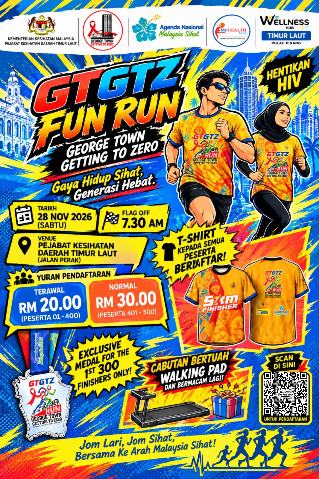 GTGTZ Fun Run 2026 walkers at Pejabat Kesihatan Daerah Timur Laut