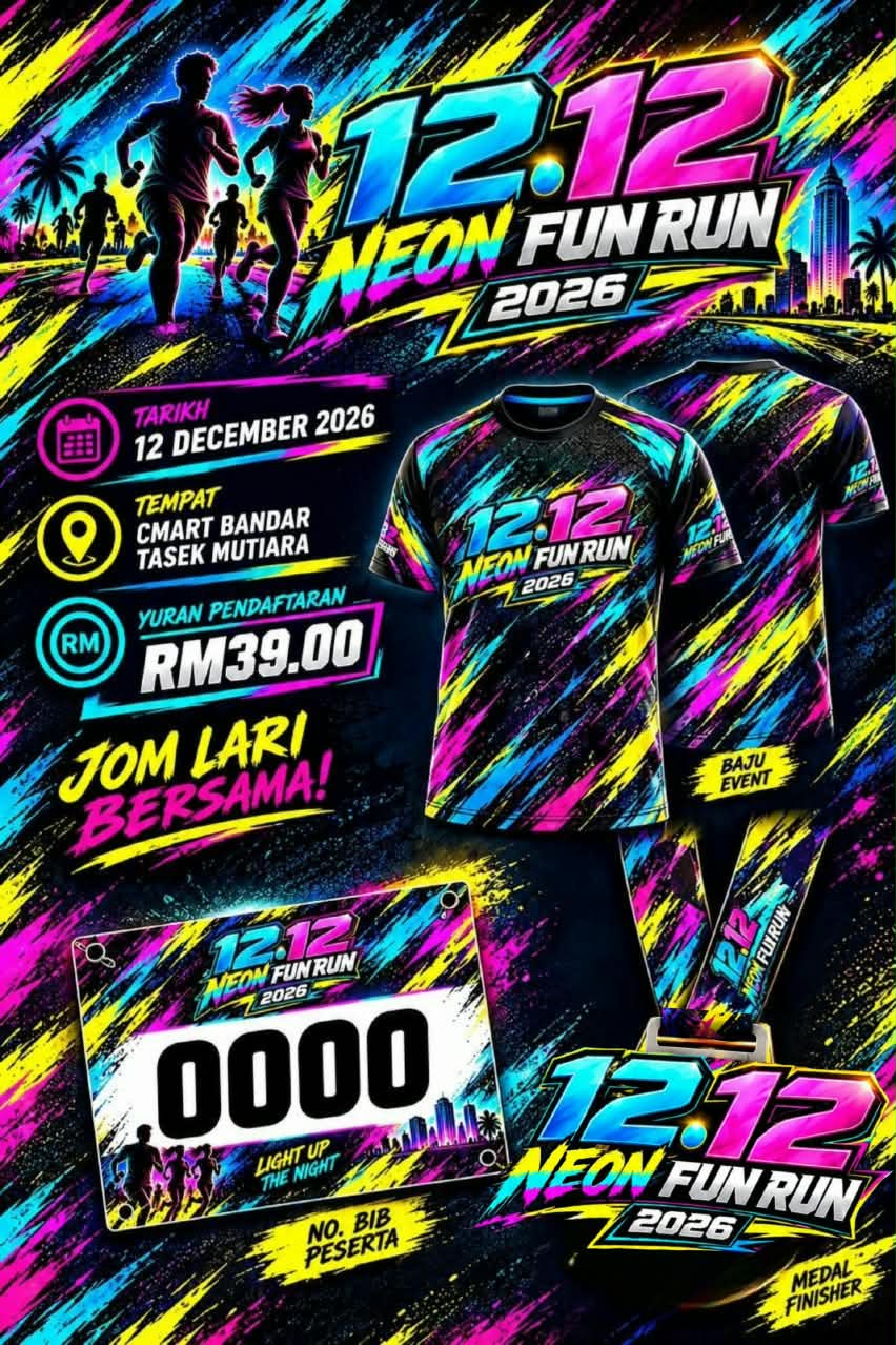 12.12 Neon Fun Run 2026 participants at Cmart Bandar Tasek Mutiara