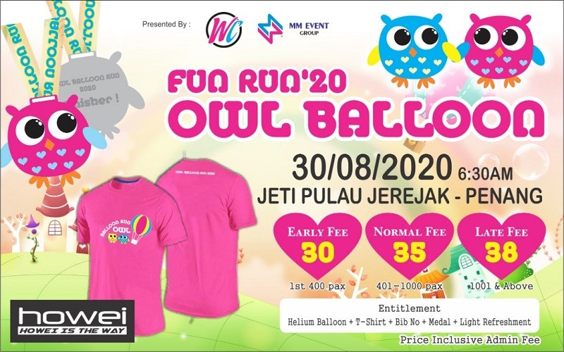 Owl Balloon Fun Run 2020 - Penang banner