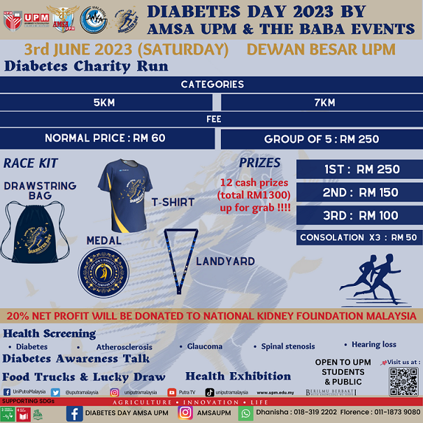 Diabetes Day 2023 by AMSA UPM and The Baba Events banner