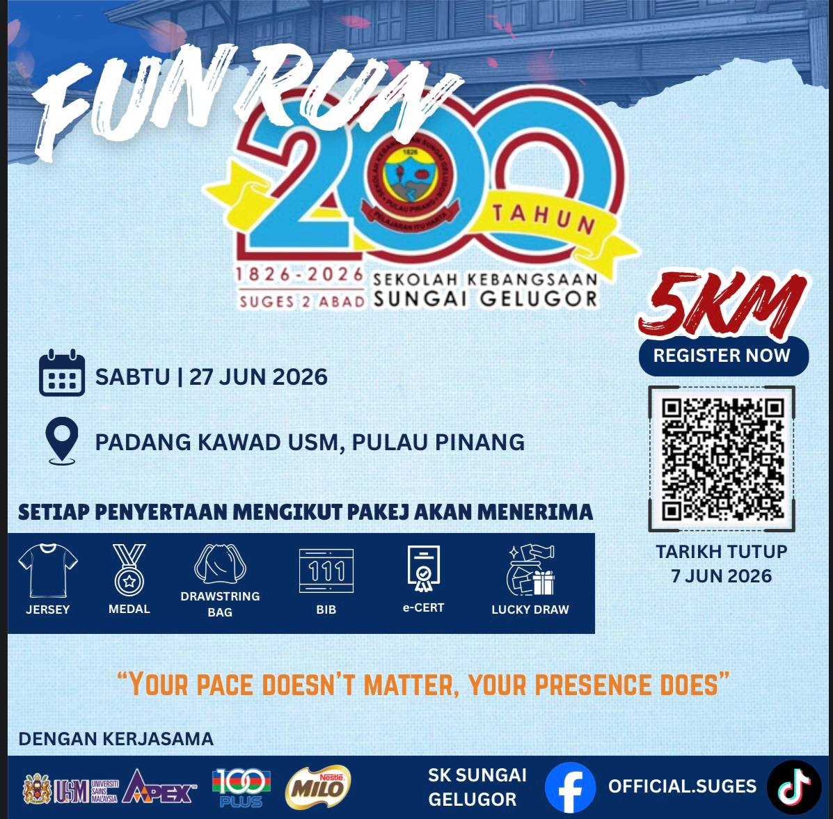 Fun Run 200 Tahun - Sekolah Kebangsaan Sungai Gelugor banner