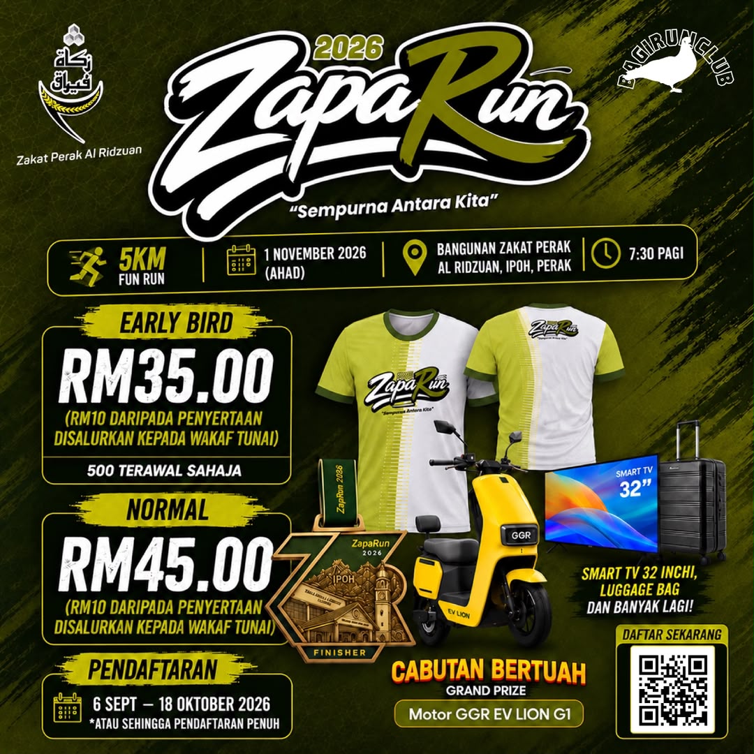 ZapaRun 2026 walkers at Bangunan Zakat Perak Al Ridzuan