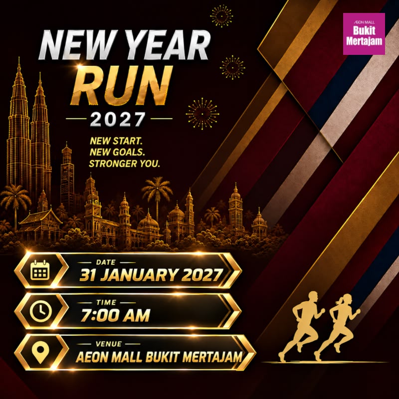 NEW YEAR RUN 2027 - BUKIT MERTAJAM participants at Aeon Mall Bukit Mertajam
