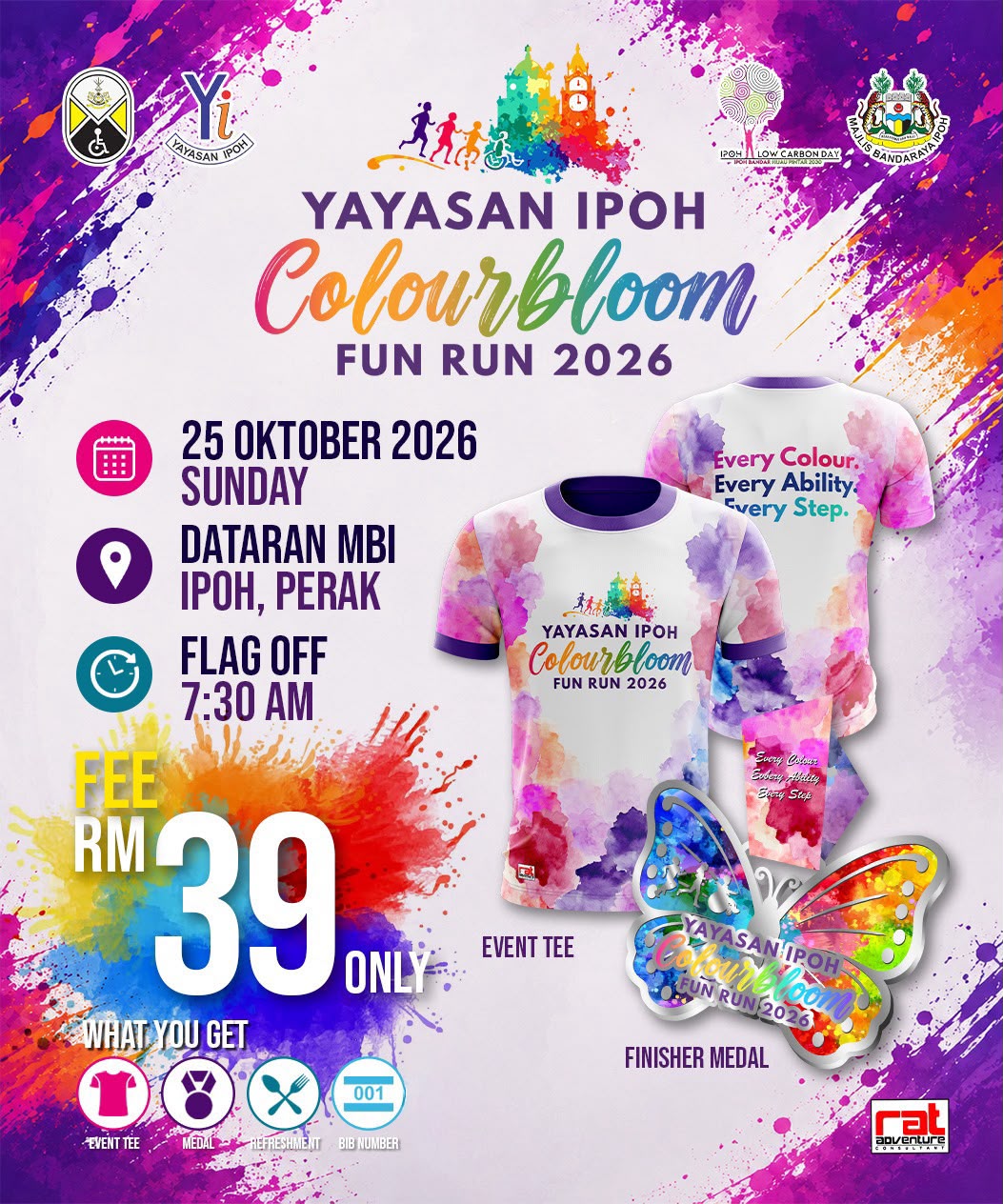 Colourbloom Fun Run 2026 participants at Dataran Mbi Ipoh