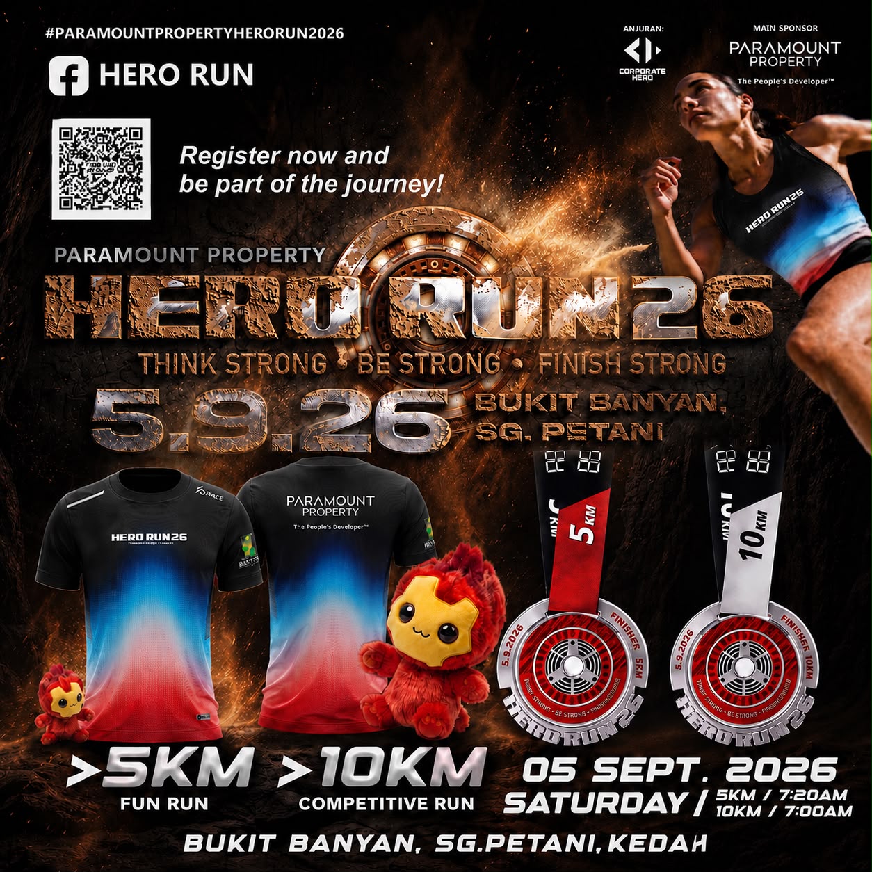 Paramount Property Hero Run 2026 runners at Bukit Banyan. Sg Petani