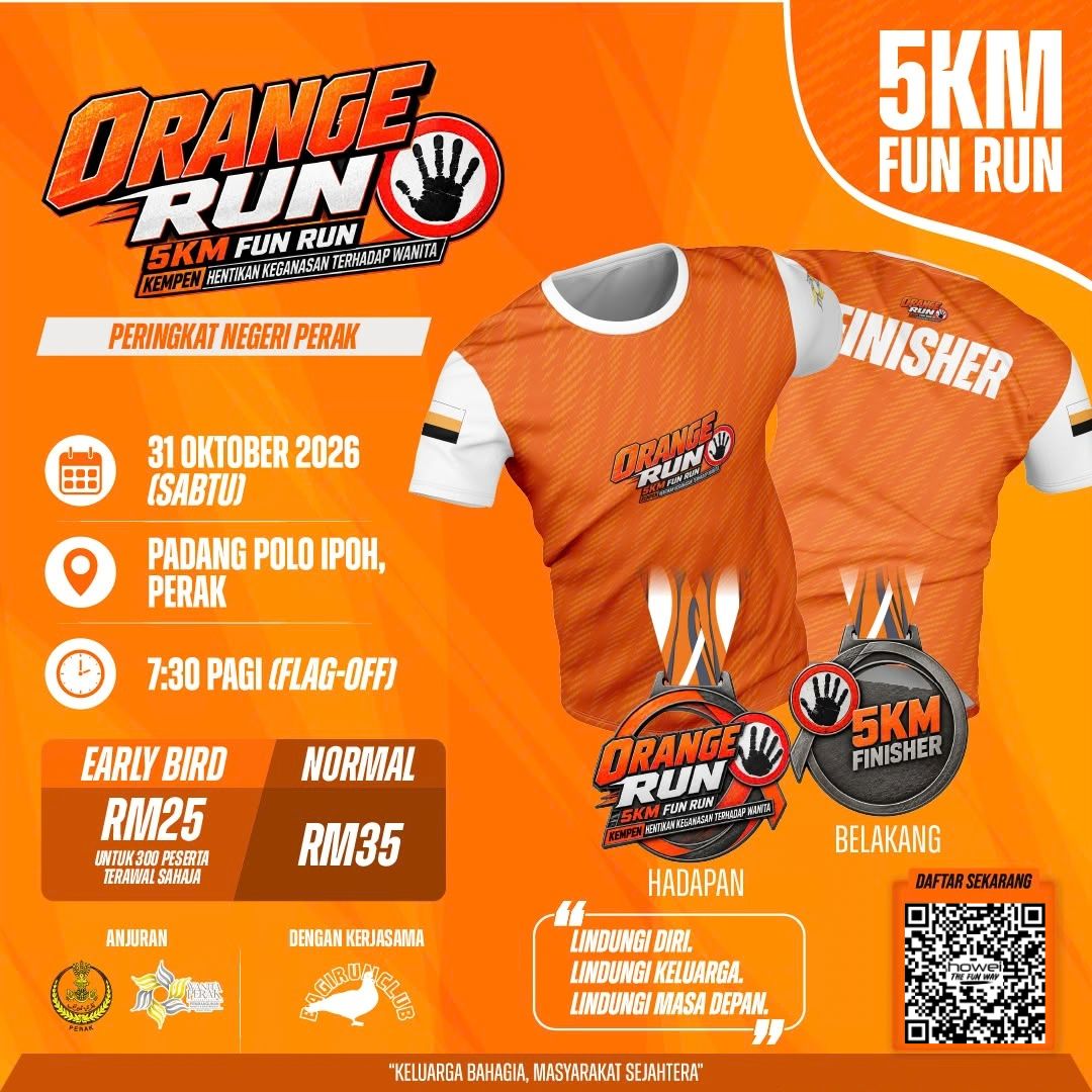 Orange 5KM Fun Run participants at Padang Polo Ipoh