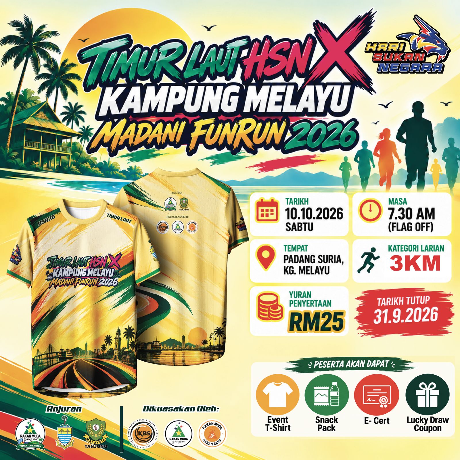 Timur Laut HSN X Kampung Melayu Madani Funwalk 2026 walkers at Padang Suria