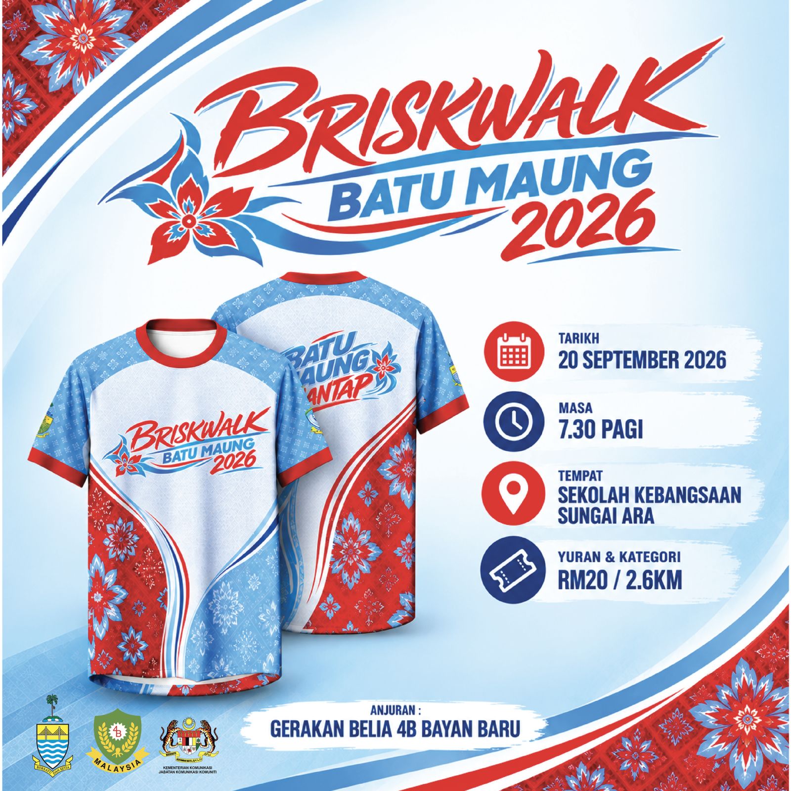Briskwalk Batu Maung 2026 walkers at Sekolah Kebangsaan Sungai Ara