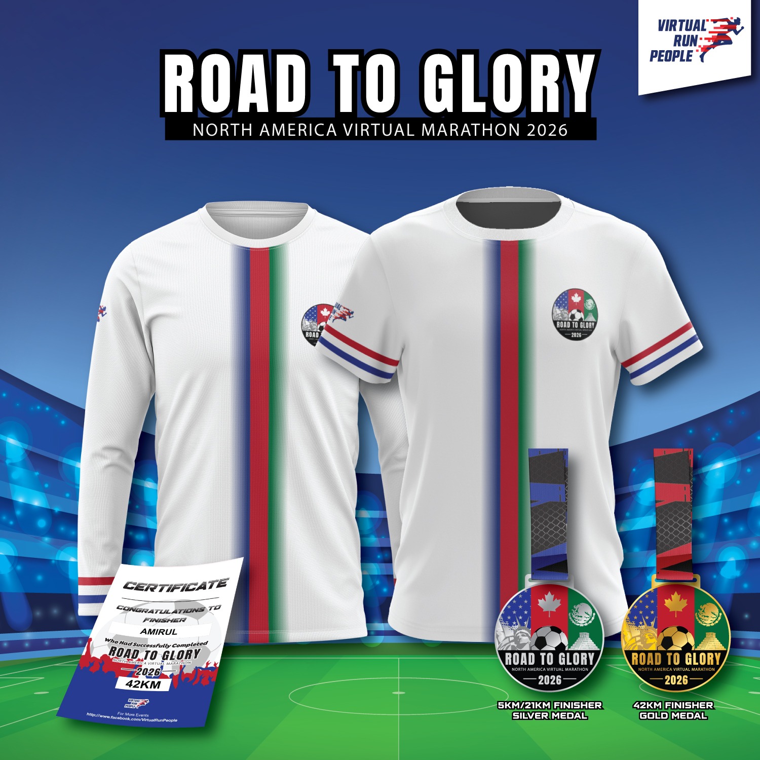 Road to Glory : North America Virtual Marathon 2026 banner