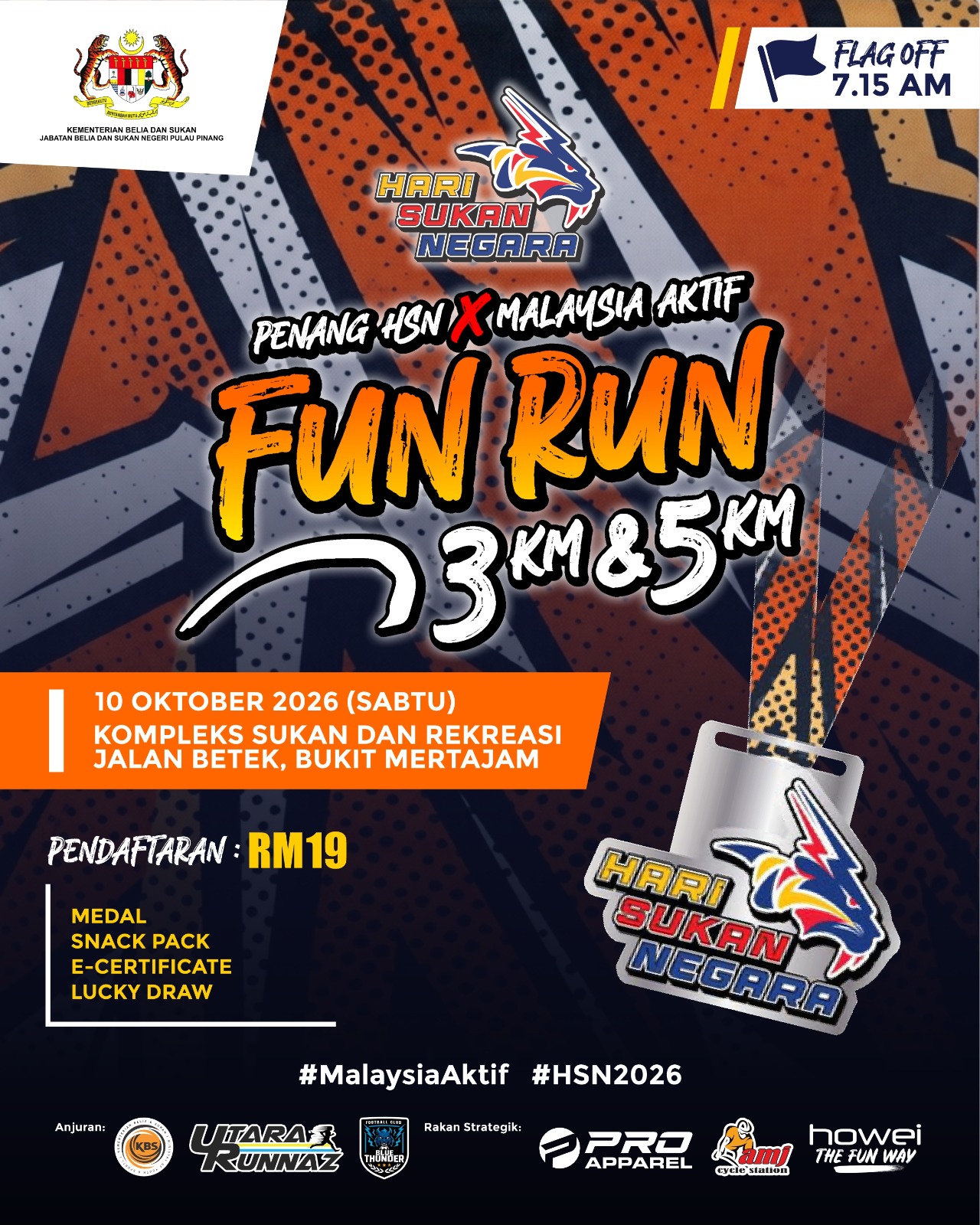 Penang HSN X Malaysia Aktif Fun Run - Medal Only banner