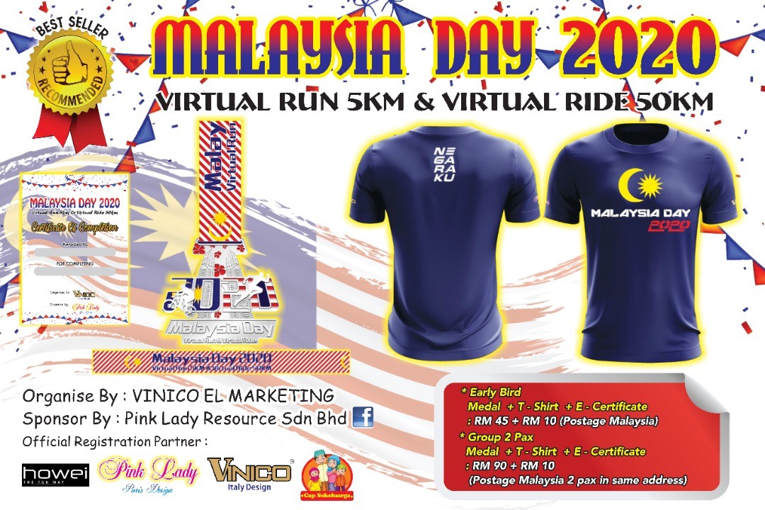 Malaysia Day 2020 Virtual Run 5KM & Virtual Ride 50KM banner
