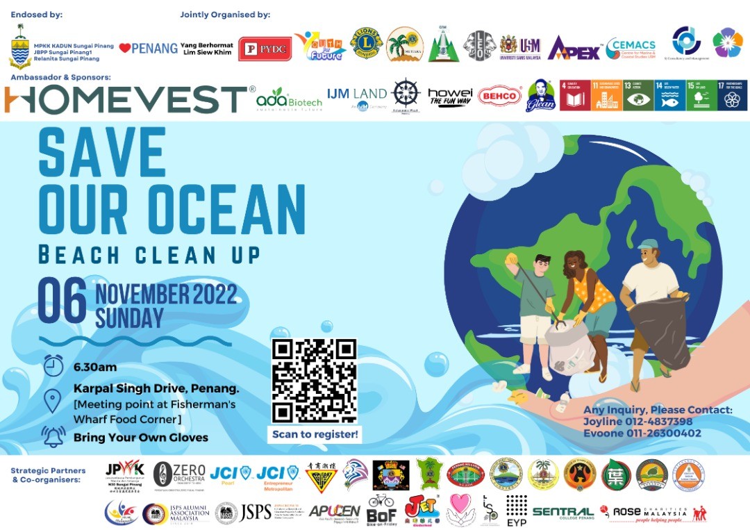 SAVE OUR OCEAN, BEACH CLEAN UP banner