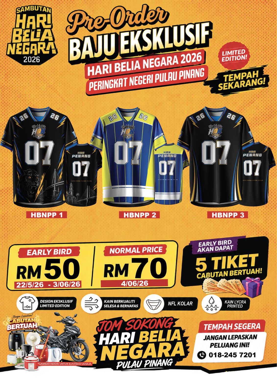 Pre Order Baju Eksklusif - Hari Belia Negara 2026 Peringkat Negeri Pulau Pinang thumbnail